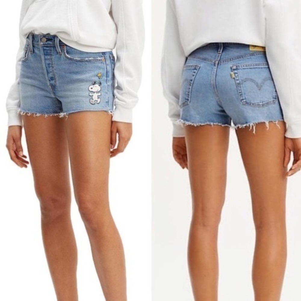 Levi’s X Peanuts Snoopy High Rise Cutoffs 501’s